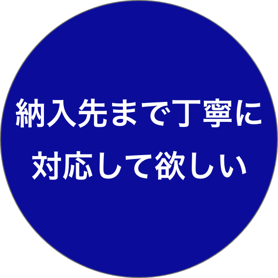 納入先まで丁寧に対応してほしい